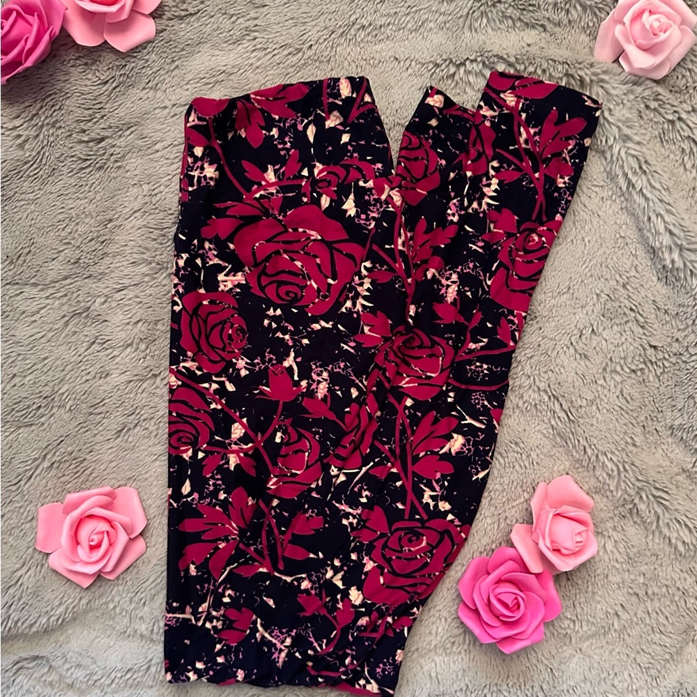 LuLaRoe Watercolor Rose OneSize Leggings Rare